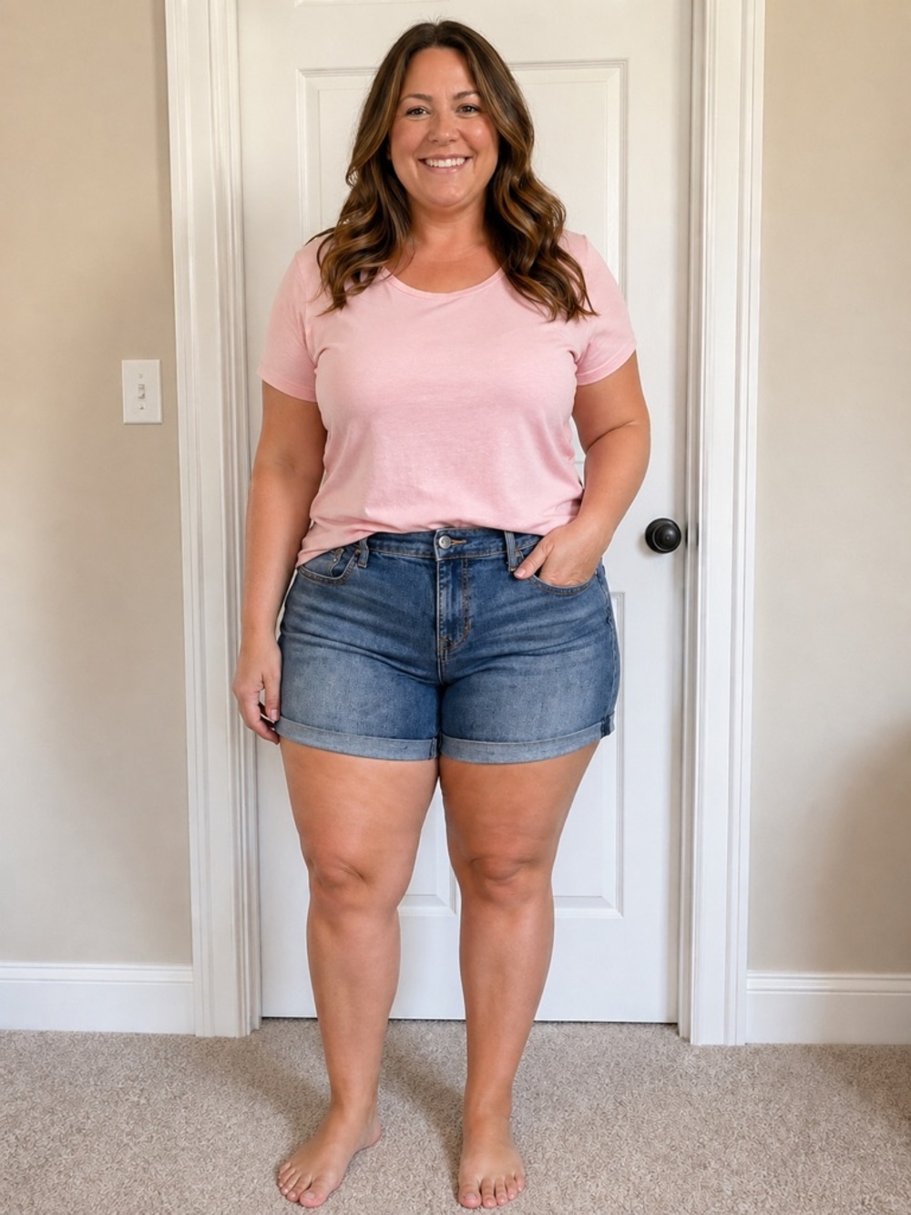 Old Navy Fitted Mid Blue Denim Shorts